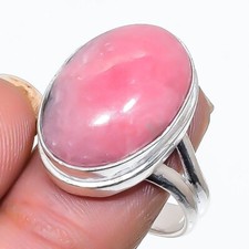 Natural Rhodochrosite Gemstone 925 Sterling Silver Jewelry Ring Size 7.5 US 