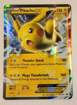Pika ULTRA RARE Pikachu EX Black Star Promo XY174 Pokemon Holo Foil