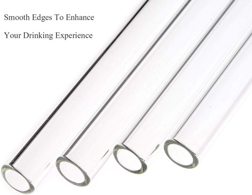 Skinny Clear Glass Straws, 10.5" X 7 Mm Long Reusable Drinking Straws for 30 Oz - Picture 2 of 8