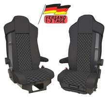 Satz Sitzbezüge Für Iveco S Way LKW Truck Schonbezüge Öko-Leder SCHWARZ ab 2021