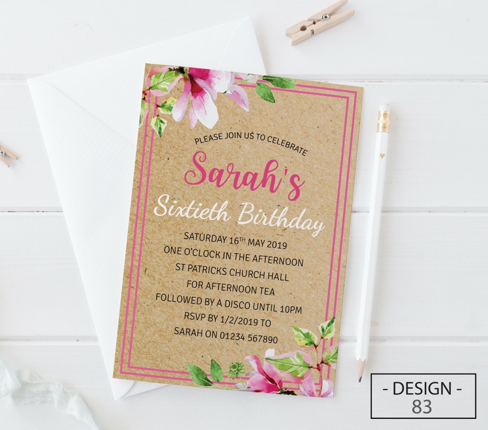 18th 21st 30th 40th 50th 60th Birthday Invitations Personalised, Party