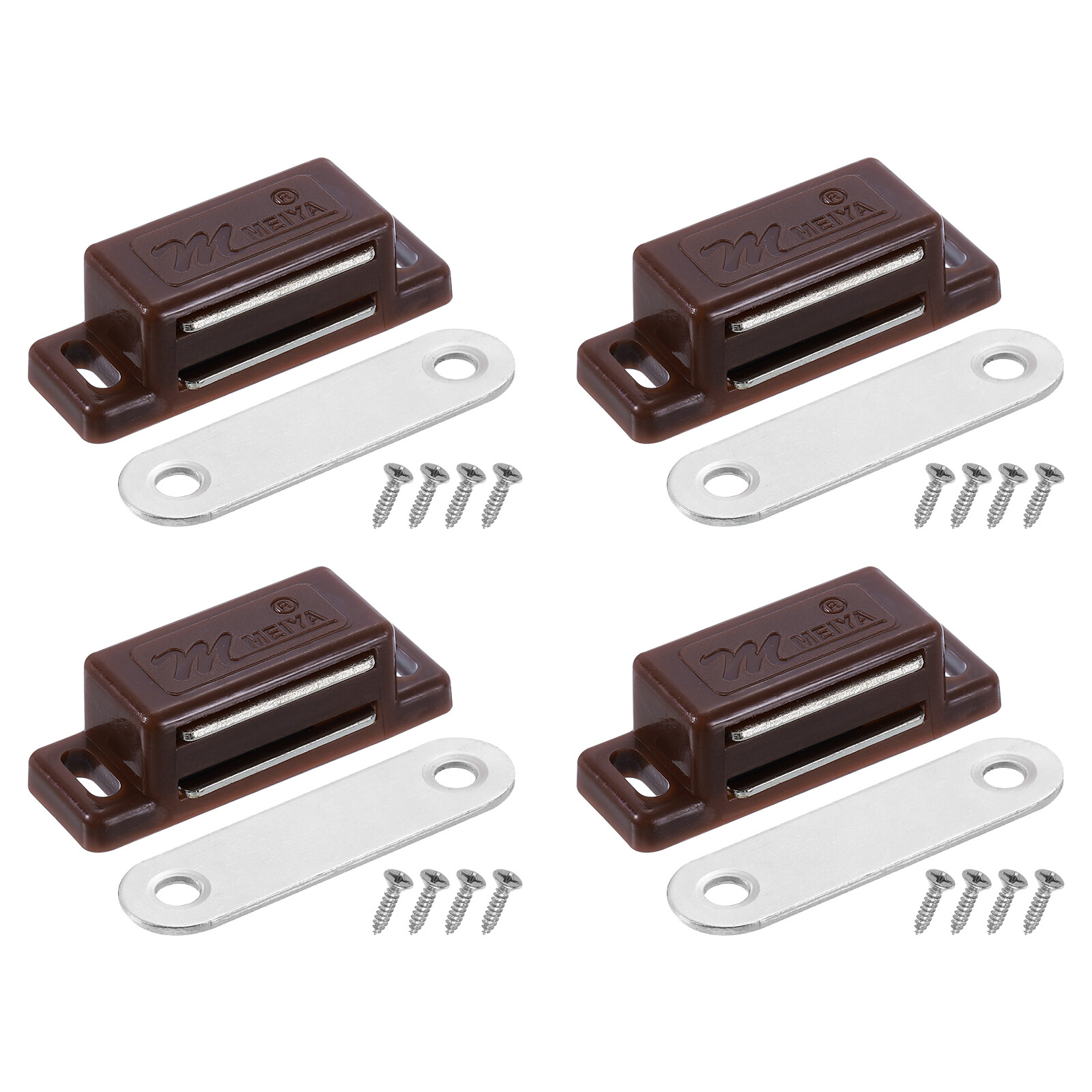 4Sets Cabinet Magnet Latch, Magnetic Cabinet Catch Hardware, Brown