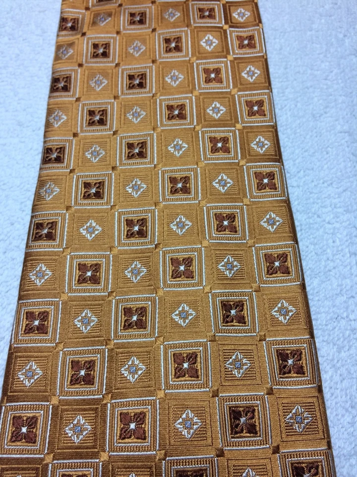 CORBATA MEETING STREET HOMBRE DORADA CON MARRÓN Y AZUL 3,75 X 60 NUEVA SIN ETIQUETAS Foto 3 de 4