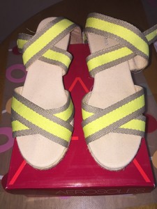 navy and yellow sandals