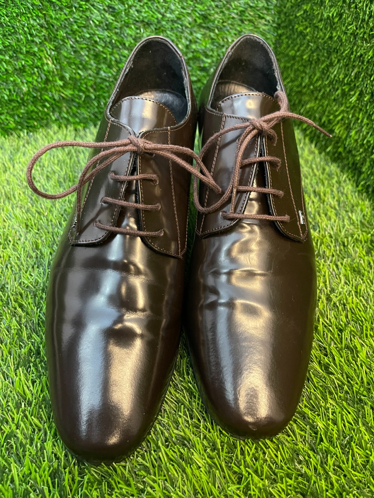 SAOLA Versace Uomo Marrone Medusa Logo Derby Tg US10 EU43 Lacci Made In Turkey