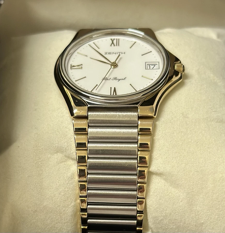 Zenith Port Royal Cuarzo Esfera Crema Suiza, “Totalmente Reparada” Excelente Estado Foto 2 de 4