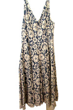 Vince Camuto BLUE AND TAN Floral-Lace Fit & Flare Dress, Size-10
