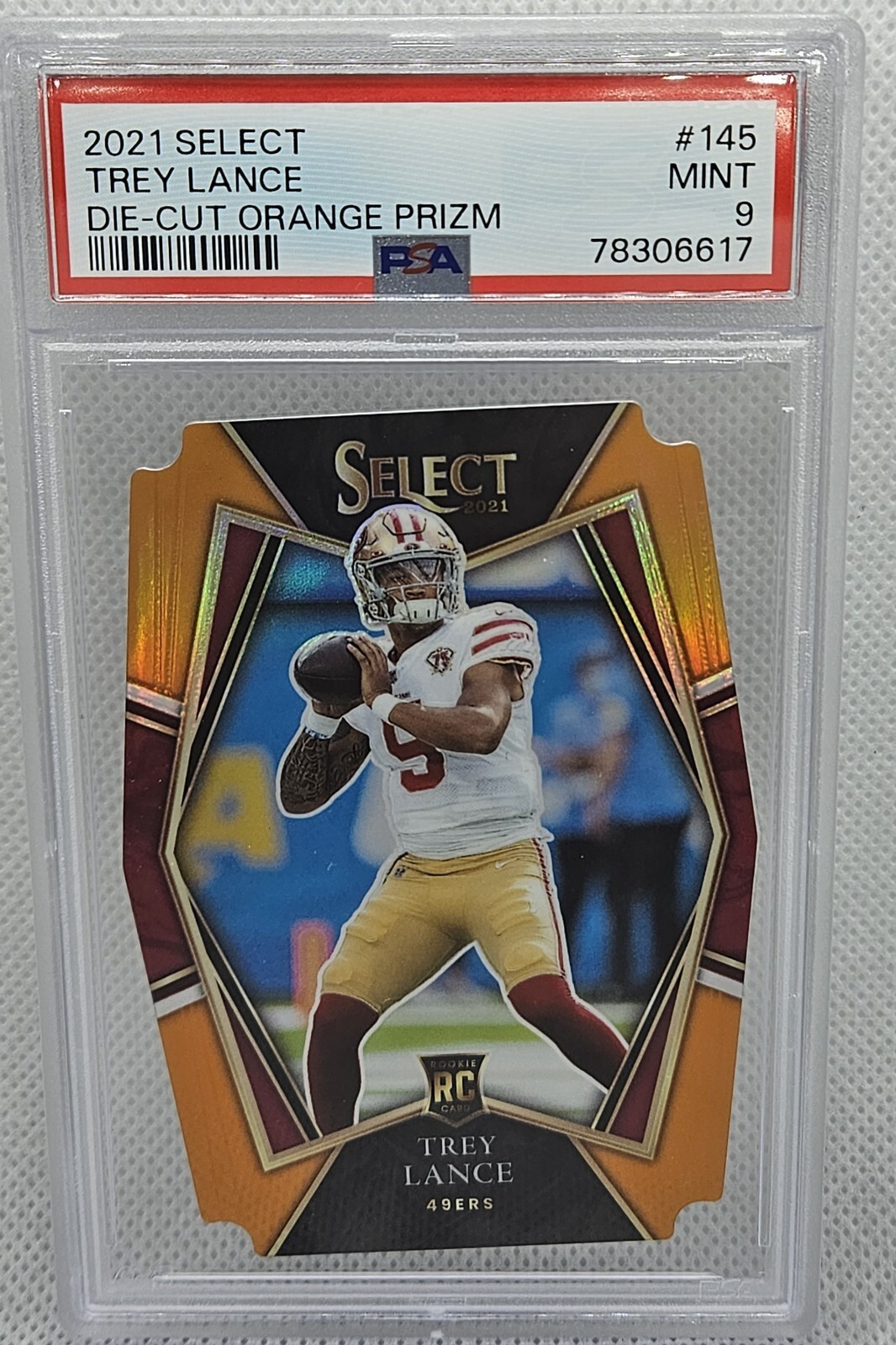 2021 Select Trey Lance Premier Level Orange Prizm Die Cut #046/249 49ers No. 145