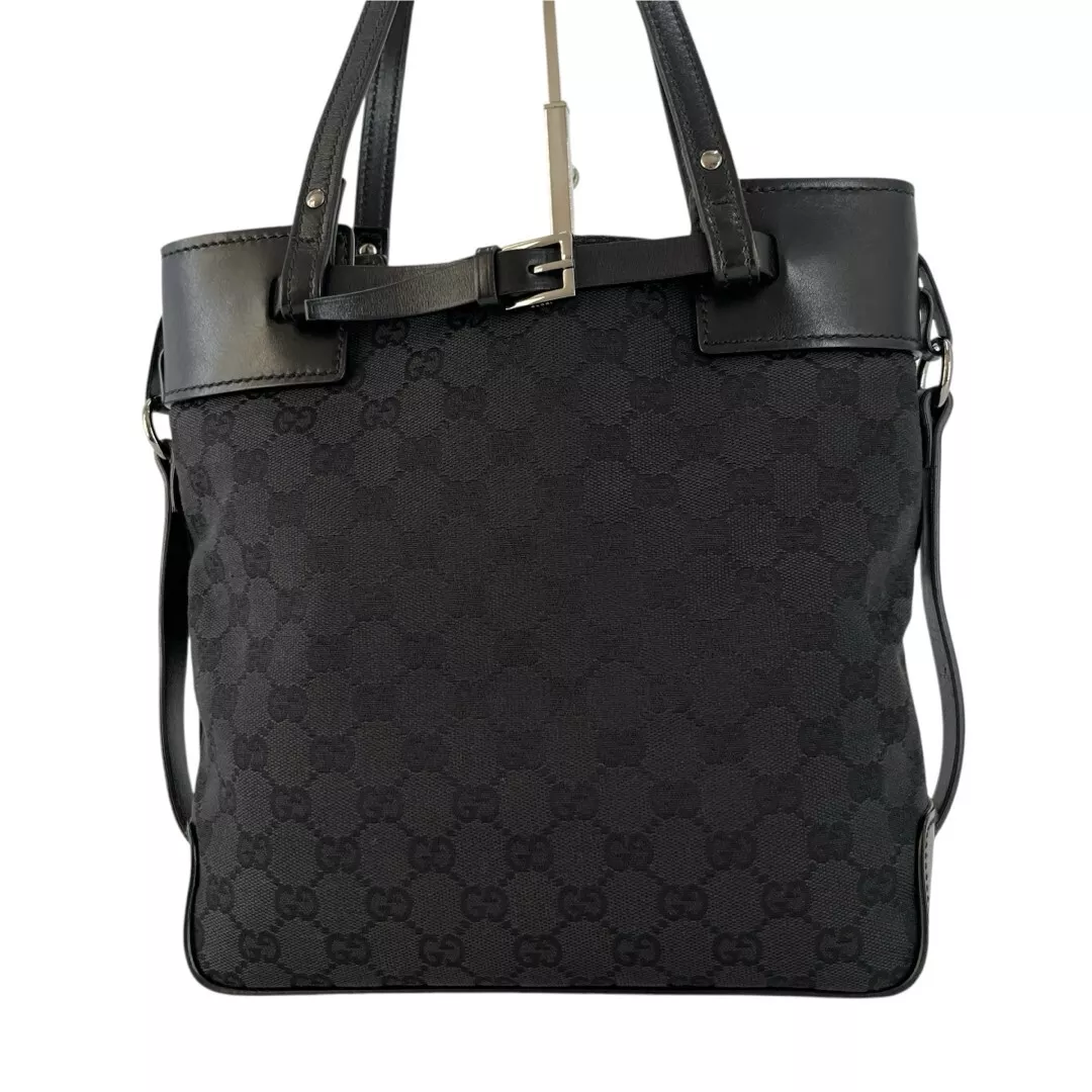 Gucci sac à main fourre tout GG toile ceinture noire authentique 250125