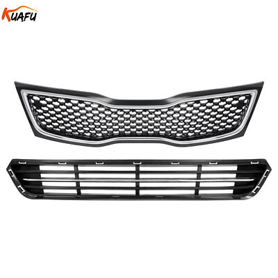 Front Bumper Grille Upper Lower Grill For Kia Optima 2014 2015, Black & Chrome