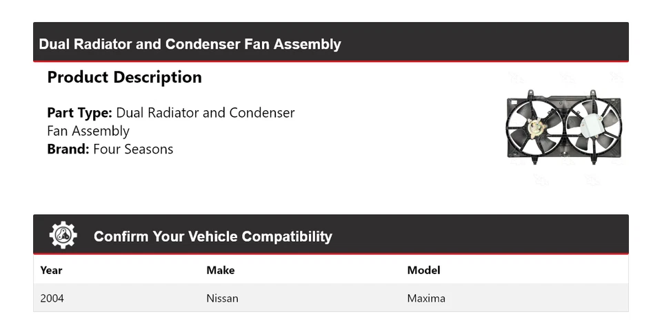Conjunto de ventilador condensador y radiador doble para Nissan Máxima 2004 4 estaciones Foto 2 de 4