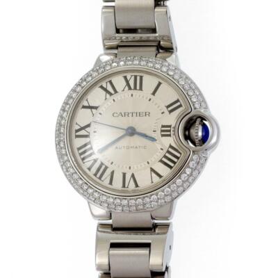 Cartier Ballon Bleu 1.20ct Diamond SSteel Automatic 33mm Ladies Watch 3489
