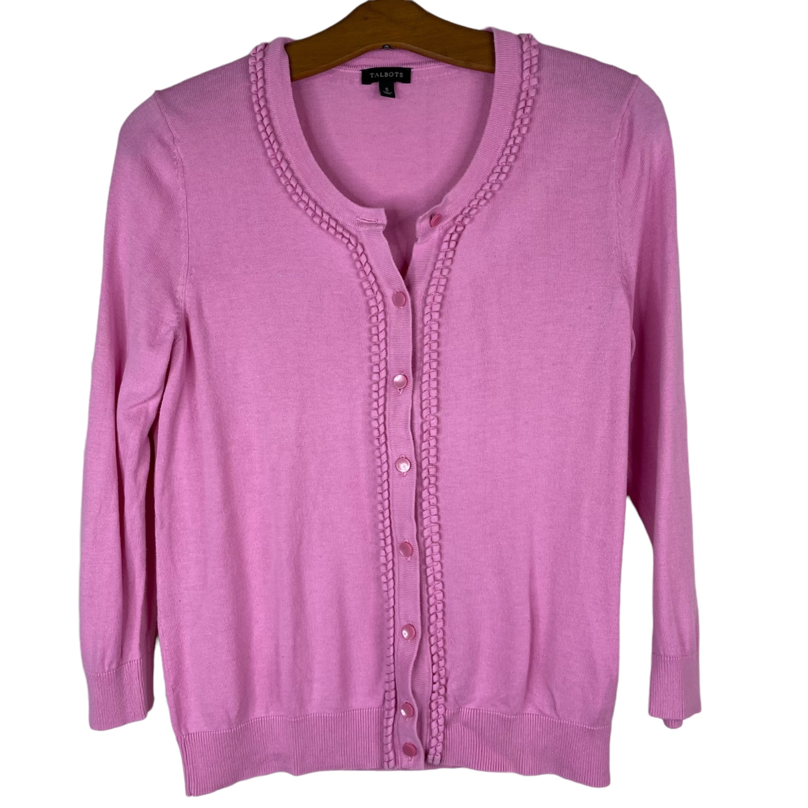 Talbots Knit Cardigan Sweater Button Front 3/4 Sleeve Cotton Blend Women's  S | eBay