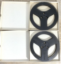 2x Vintage Radio Shack 7" Empty Tape Reel 3 Window Black Plastic 44-279a