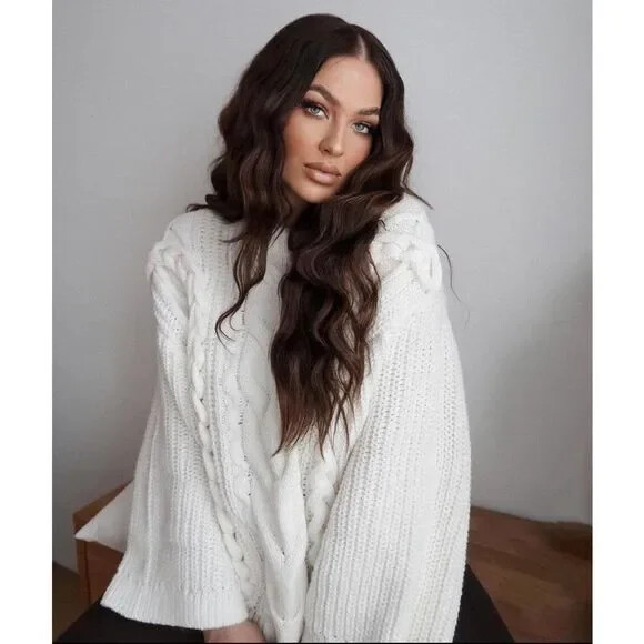 H&M Cable Knit Chunky Oversized Sweater Braided MEASUREMENTS | eBay