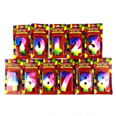 Birthday Party Candle Number 0-9 & ? Ti Die Colored Candles Numbers Celebration
