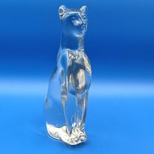 Vintage Clear Crystal Egyptian Cat Figurine /cb