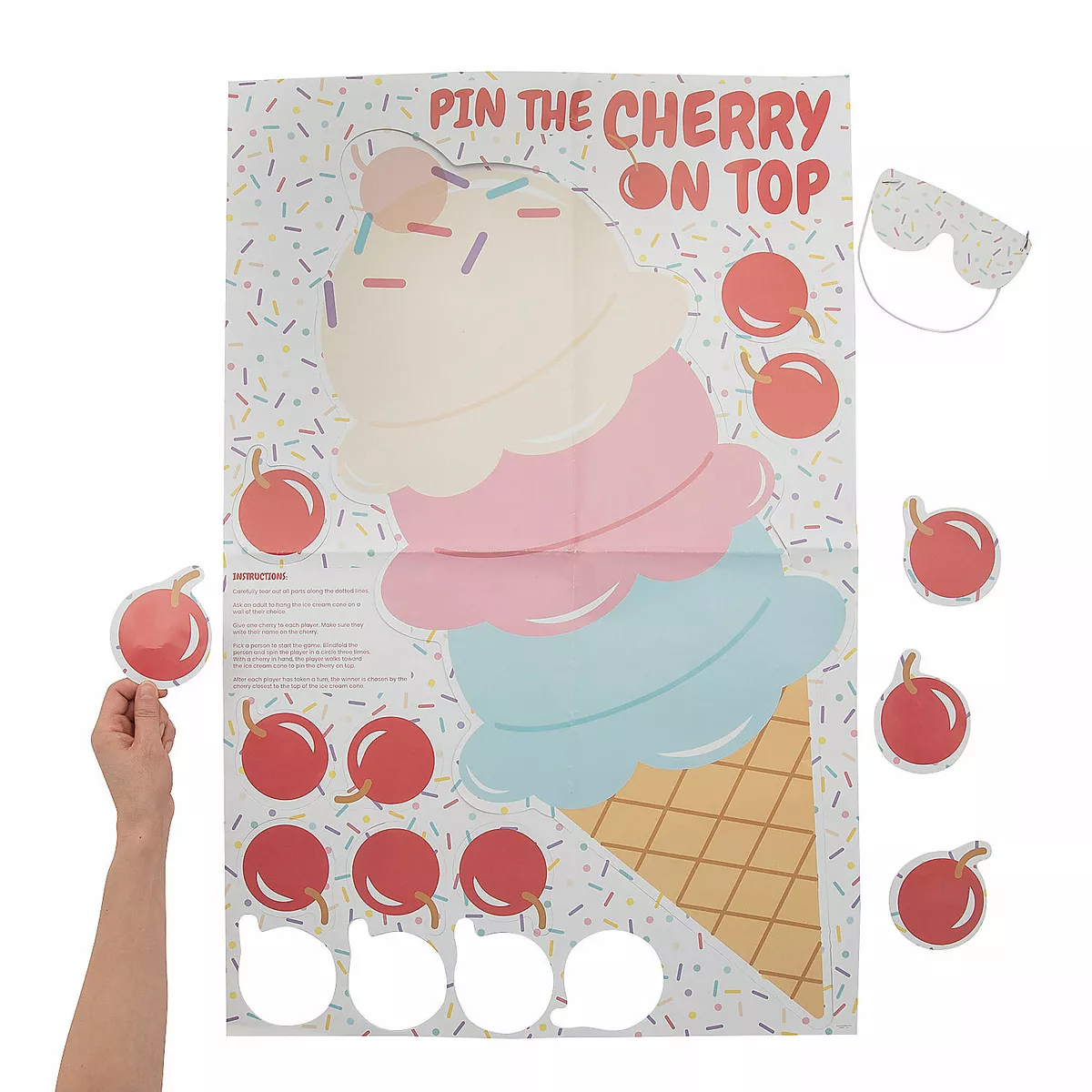 Pin the Cherry on the Ice Cream Game, Birthday, Toys, 2 Pieces