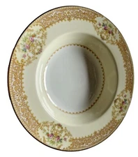 Noritake Occupied Japan Floral Gold Rim Soup Bowl 8.5"