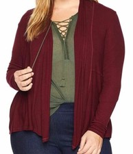 100 Michael Stars Women's Red 2X1 Ribbed Long Sleeve Cardigan Sweater Size OS