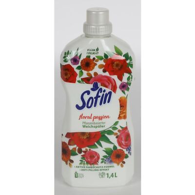 8x Sofin Weichspüler 1,4L Floral Passion Vegan Duft Frische Kleidung Waschmittel
