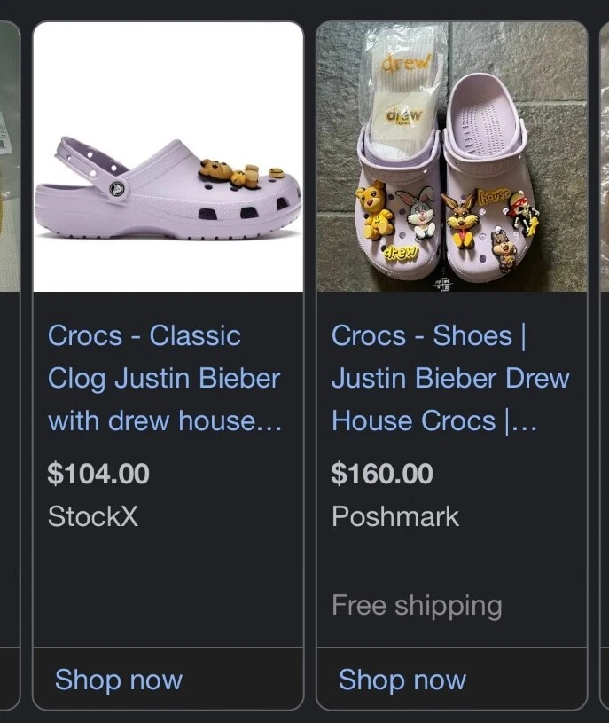 Justin bieber crocs stockx hot sale