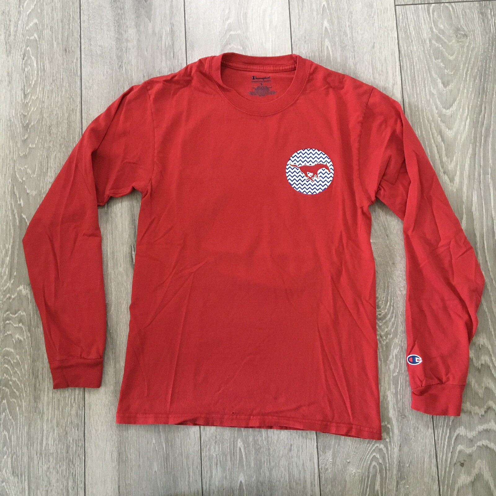 T shirt Champion Pony Up donna cotone rosso manica lunga piccola