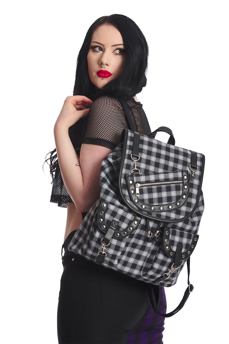 Lost Queen Yamy Tartan Skull Drawstring Plaid Punk Emo 