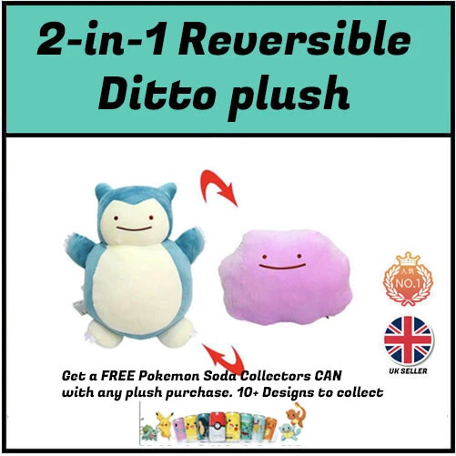 Pokemon Reversible Ditto Plush Toy 2 in 1 change FREE GIFT