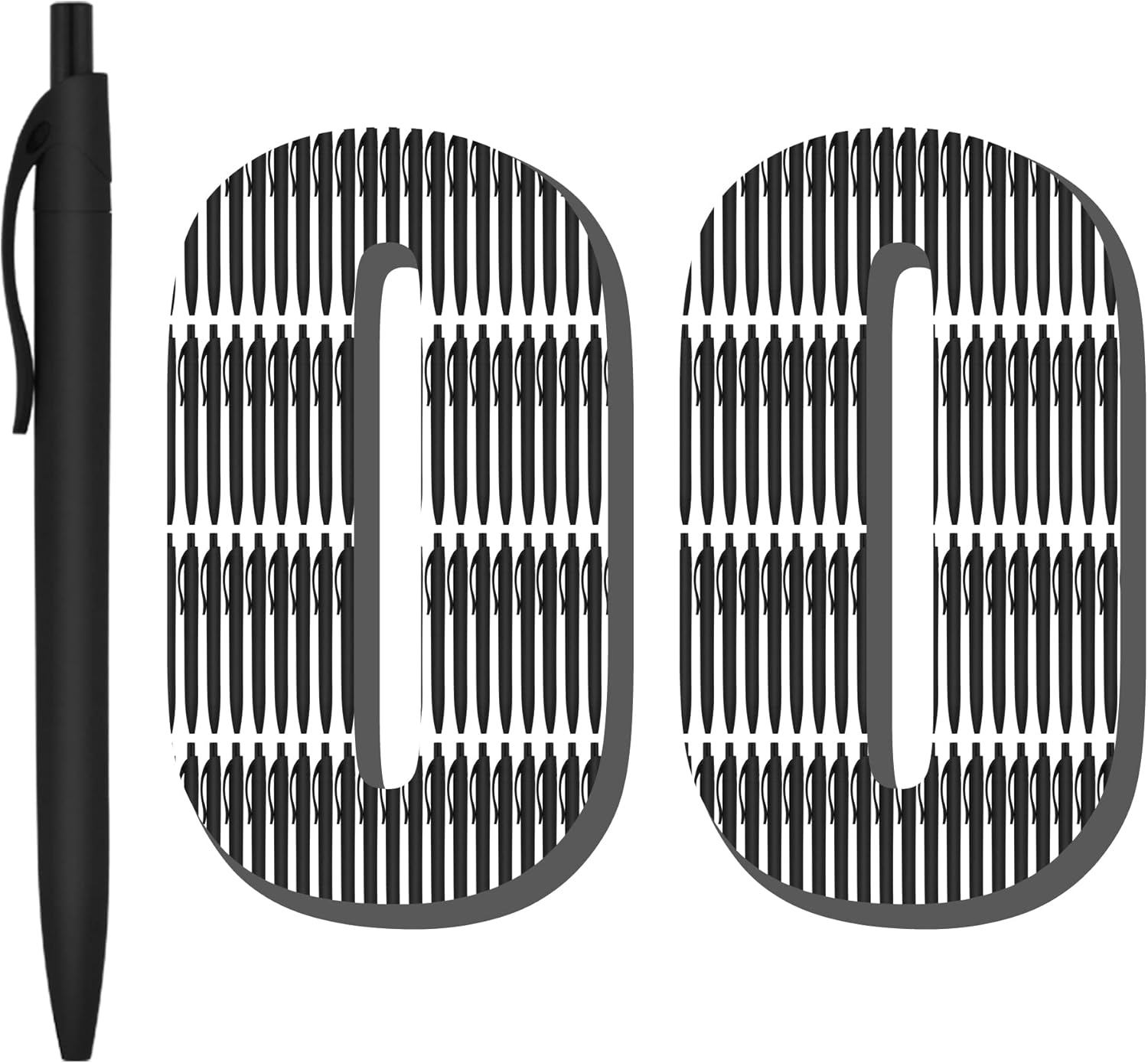 100-Pack Bulk Click Pens, No-Bleed Black Retractable Ballpoint Pens for Office or School-image