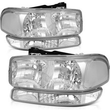 2x Headlights Assembly Bumper Lamp For 99-07 Gmc Sierra 1500 2500 Classic Yukon