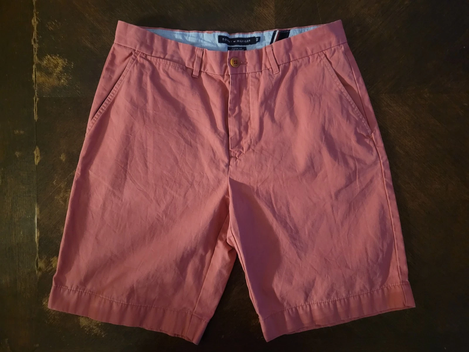 Tommy Hilfiger Chino Shorts Mens 32 Classic Fit Pink Salmon Casual Outdoors