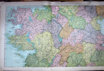 Old Antique Print Map 1907 Ireland Dublin Galway Arran Longford Kingstown 20th