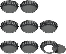 Mini Tart Tins, 8 Pack Non-Stick Tartlet Tins, Fluted Tart Cases, 4 Inch /10 Cm
