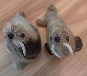 Lot Of 2 Vintage Genuine Fur Seal Or Walrus Animals