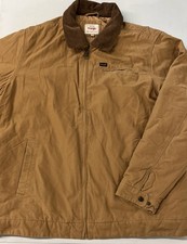 WRANGLER Mens Canvas Work Jacket BROWN TAN Corduroy Collar Quilted Lined XL Zip