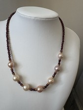 Honora Pearl and Garnet Necklace NEW 18  Ital...