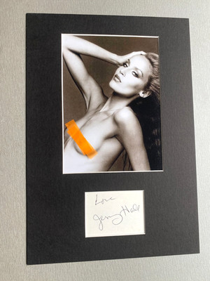 JERRY HALL original signed Briefkarte/Passepartout 20x30 Autogramm