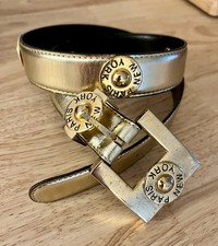 Vintage 80 s Gold Women s Belt Leather Paris New York Medium 36" Length