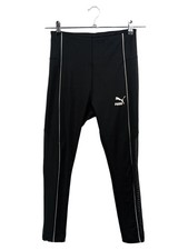 PUMA Damen Leggings Gr. S 36 Schwarz Sportlich Logo Streifen Mesh Sporthose