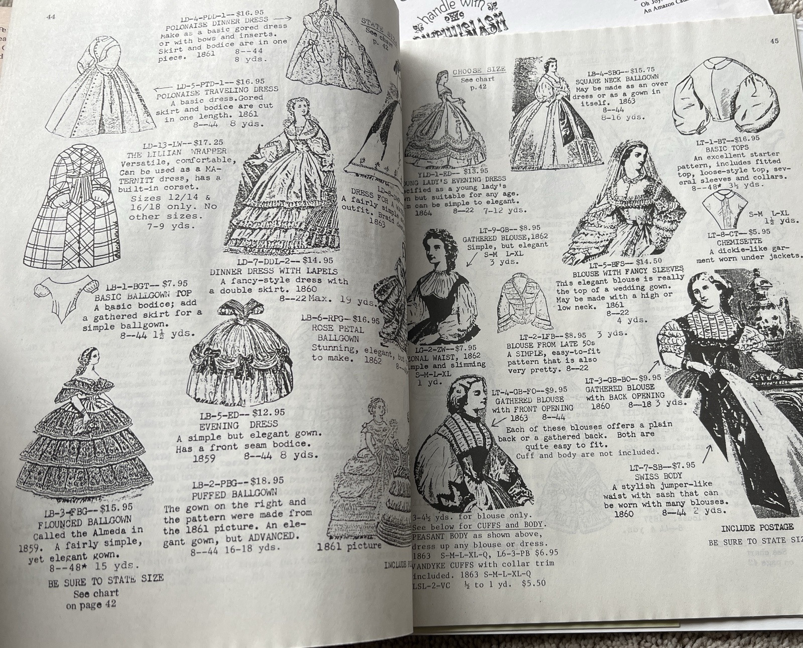 Vintage clothing, 1900’s Patterns from the Past 1994 sewing Catalog Drygoods NOS