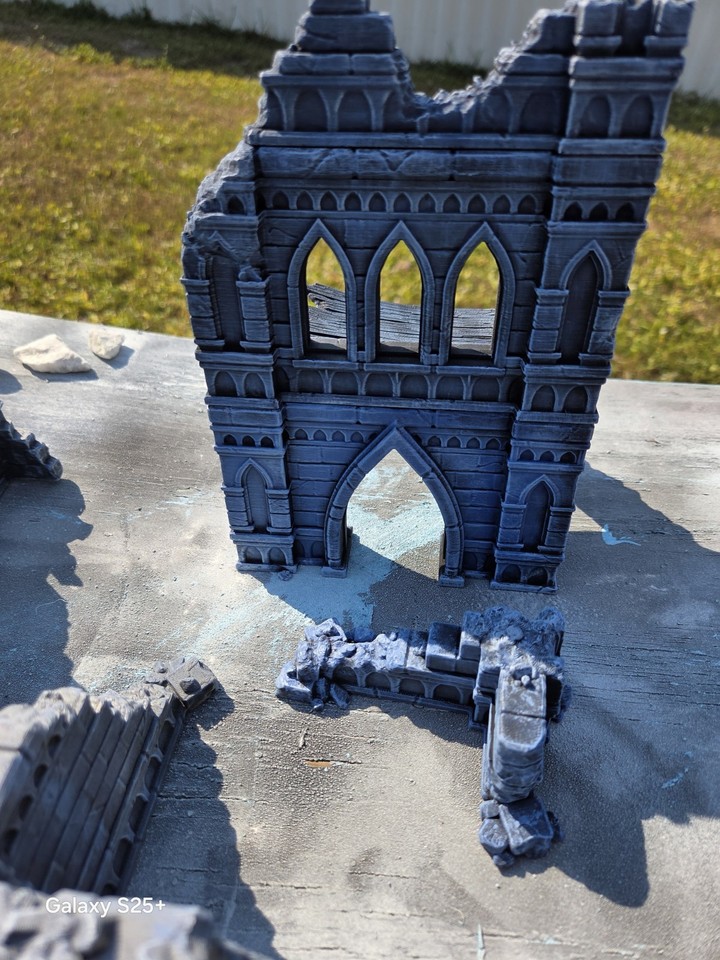 Ruine/temple 8x8: Décor wargame peint & floqué (9ème Age, Warhammer Ruine/temple 8x8: Décor wargame peint & floqué (9ème Age, Warhammer