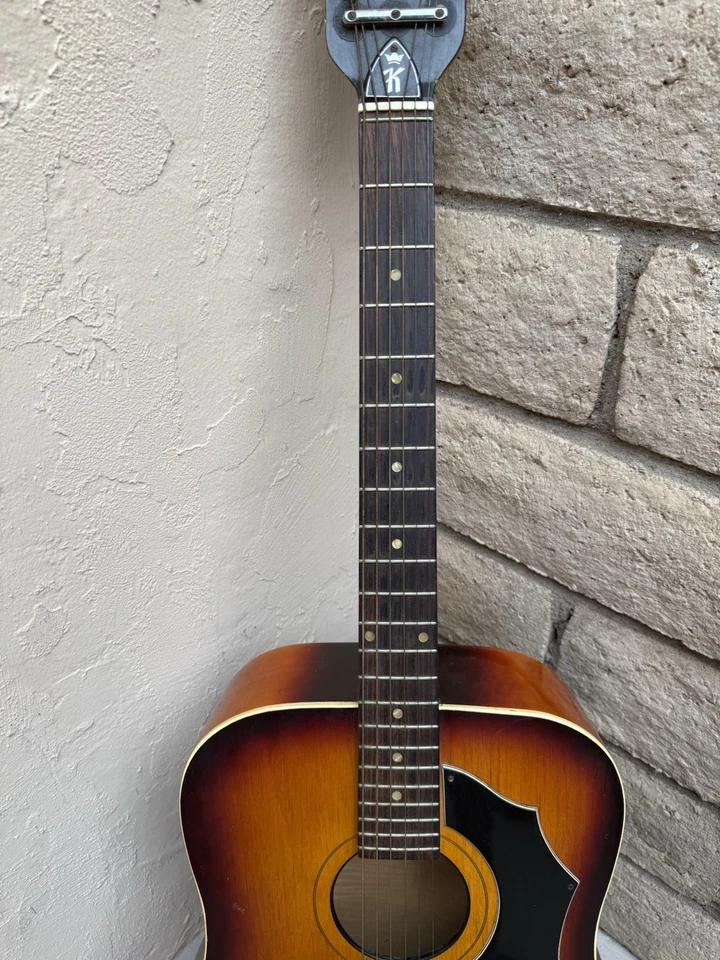 Vintage Kay Acoustic Guitar 1950s-60s Sunburst with Trapeze Tailpiece USA - Image 3 of 4