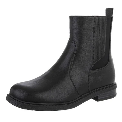 Used Look Damen Chelsea Boots mit Reißverschluss Ital-Design 8173 in Schwarz