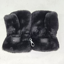 UGG Faux Fur Fingerless Mitten Microfur Lining Gloves Size S/M Black