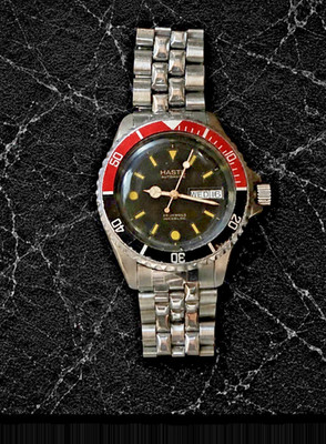 1980s HASTE Automatic Diver 25J Coke Bezel Original ONLY ONE ON eBAY Free Shipp