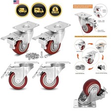 3 inch Heavy Duty Casters Load 1500lbs,Lockable Bearing Caster Wheels with Br...