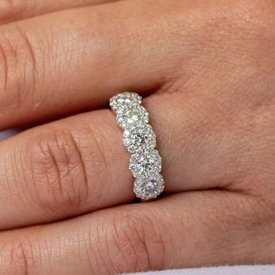 2,5 kt runder Moissanit halber Ewigkeit Ehering Band 14 kt Weißgold