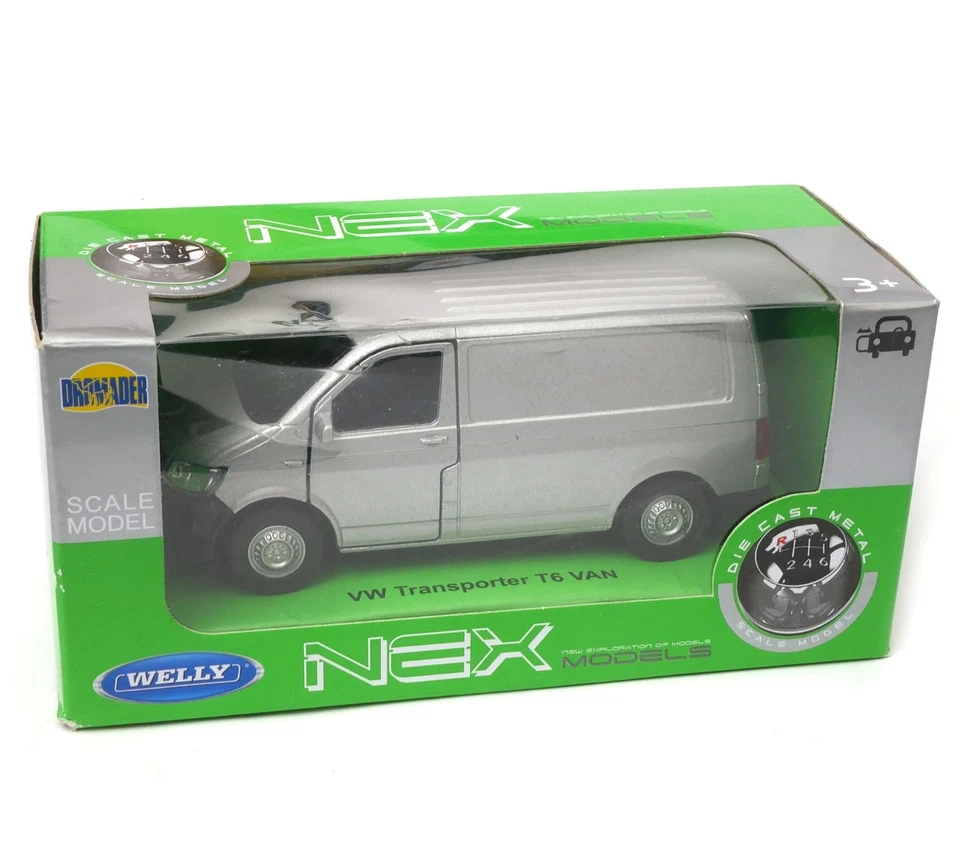 VW T6 Transporter Van Car Model Diecast Toy Silver  1:34-1:39 Scale Welly - Image 2 of 4