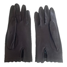 Vintage Wear Right Gloves Black Leather Women's Size 7 Made In Italy